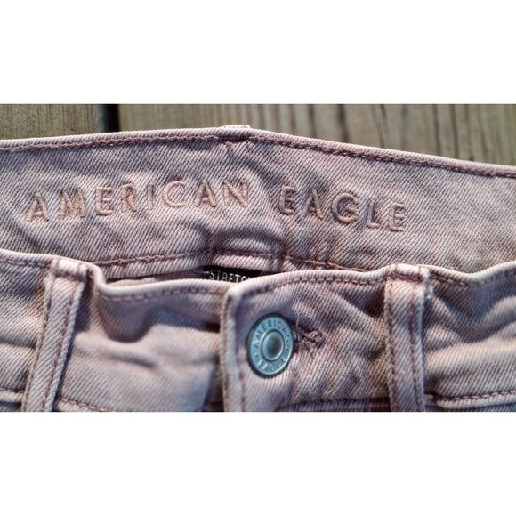 American Eagle Women's Light Pink High-Waisted Straight-Leg Jeans Size 6 Preppy - Picture 6 of 16